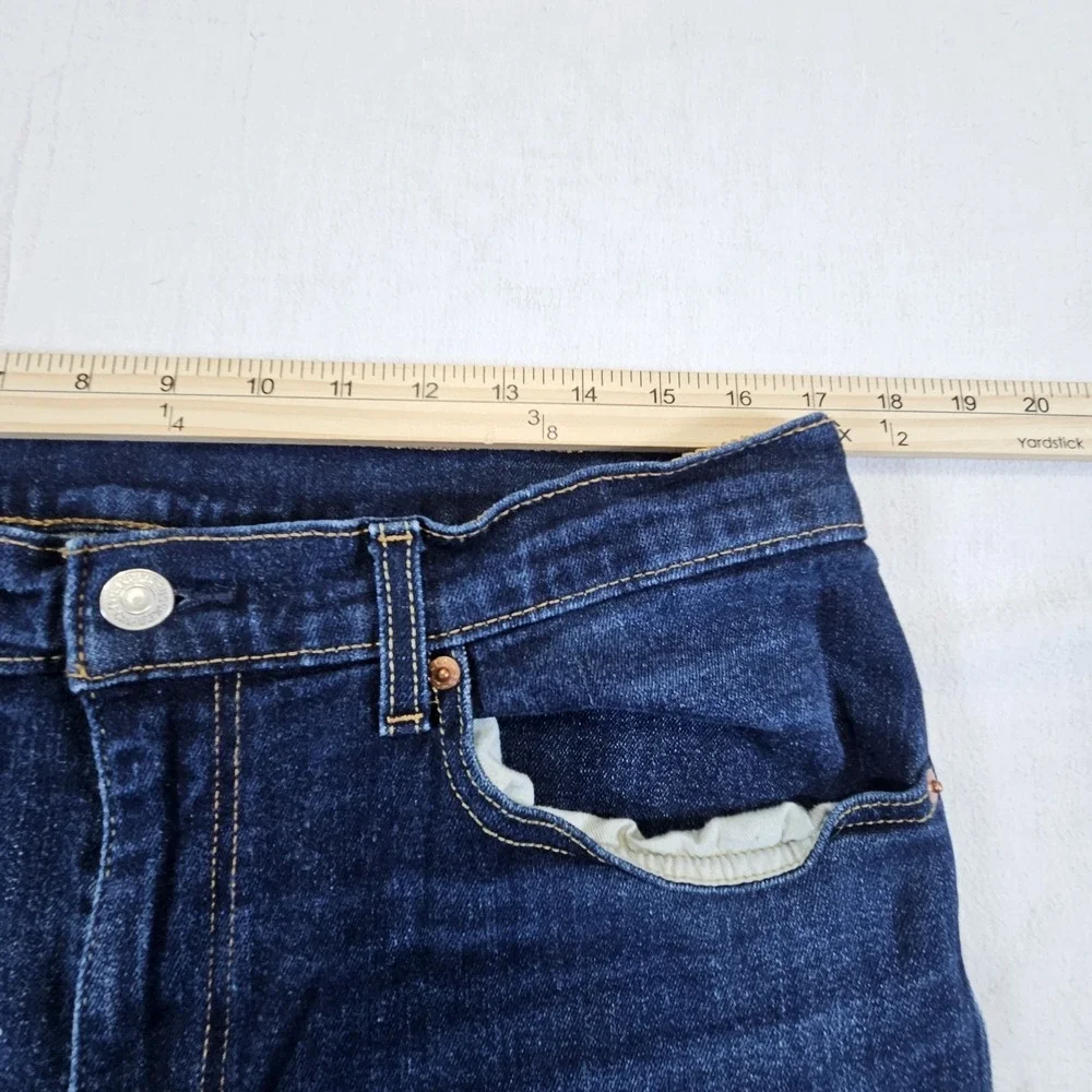 Levi's 505 Jeans Mens 36 32 Regular Fit Straight Leg Jeans Dark Wash Red 